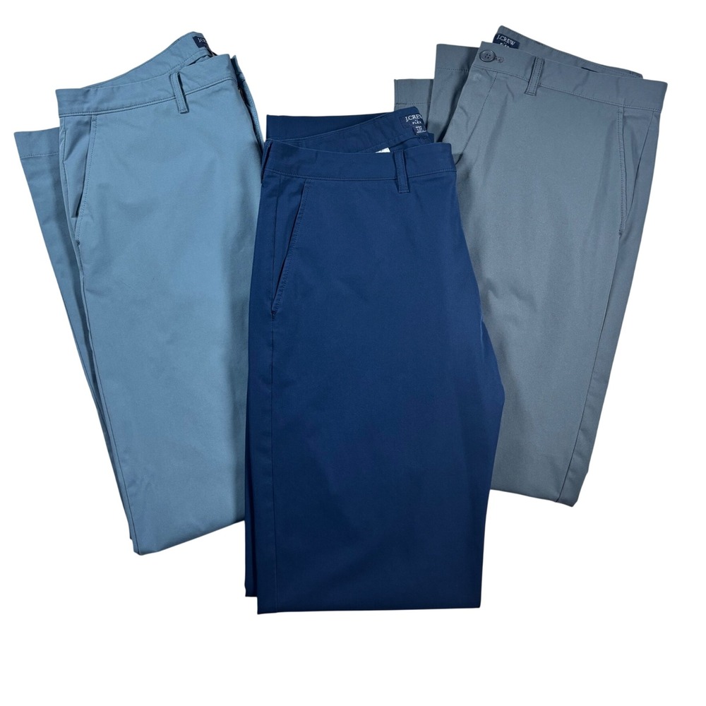 Lot of 3 J.Crew Flex Slim Fit Chinos Mens 34x32 Blue Grey Performance Pants